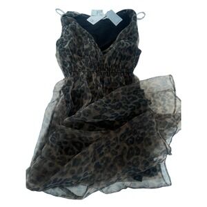 DR2 by Daniel Rain Leopard‎ Print Sleeveless Dress Women's Medium Brown NWT